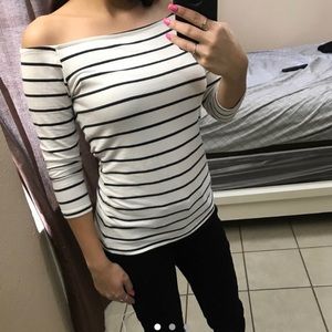 STRIPED OFF THE SHOULDER TOP